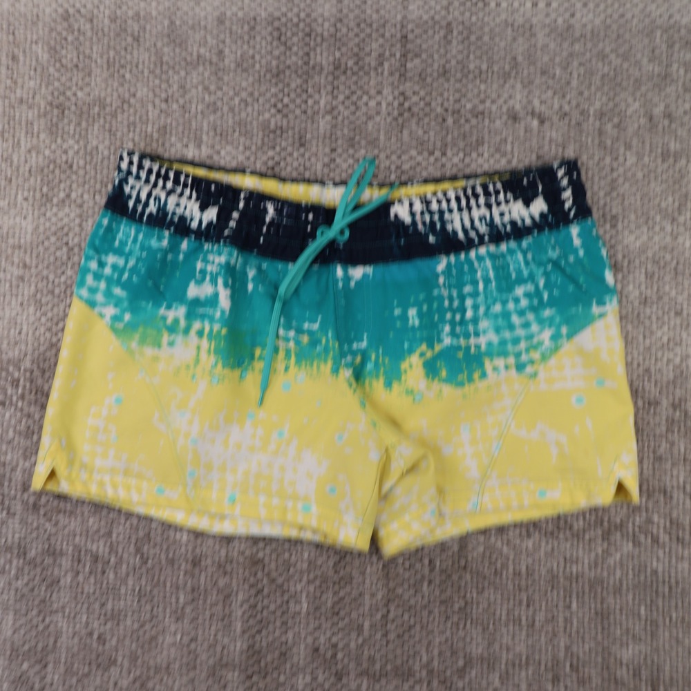 Columbia PFG Board Shorts Womens L Blue Yellow Tie Dye Excellent Mesh Lined 3in